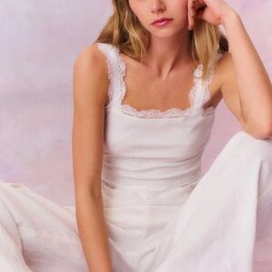 NWT LoveShackFancy Septa Ribbed Knit Lace Cami White